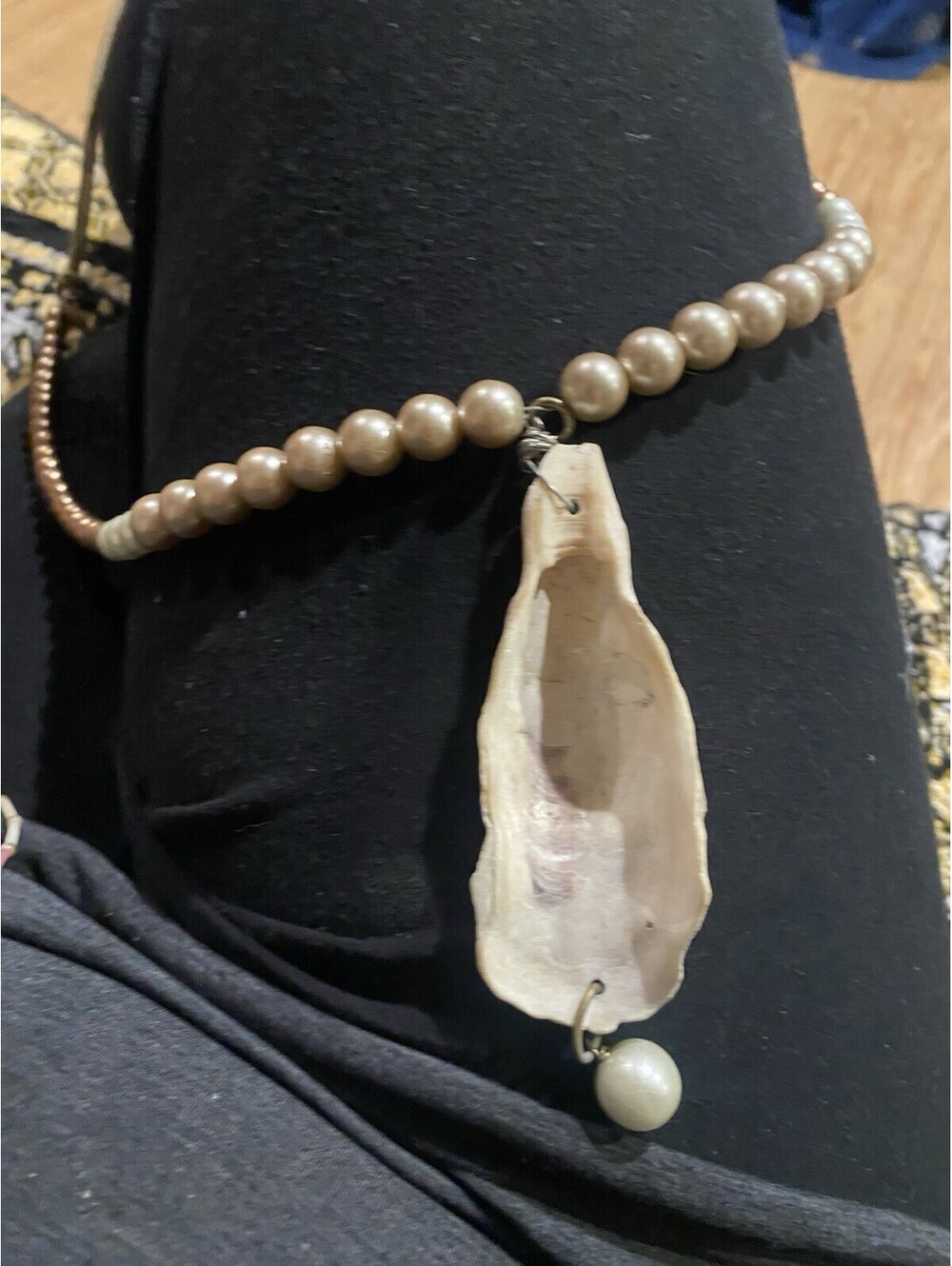 Natural artisan oyster shell pendant necklace
